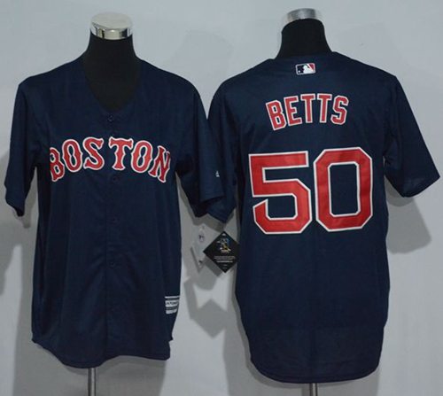 Red Sox #50 Mookie Betts Dark Blue Cool Base Stitched Youth MLB Jersey - Click Image to Close